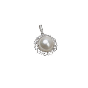 Pendentif à base circulaire en argent S925 pour femmes, perle de 13-14 mm, accessoire personnalisé DIY, support vide 808 - Product Image 5
