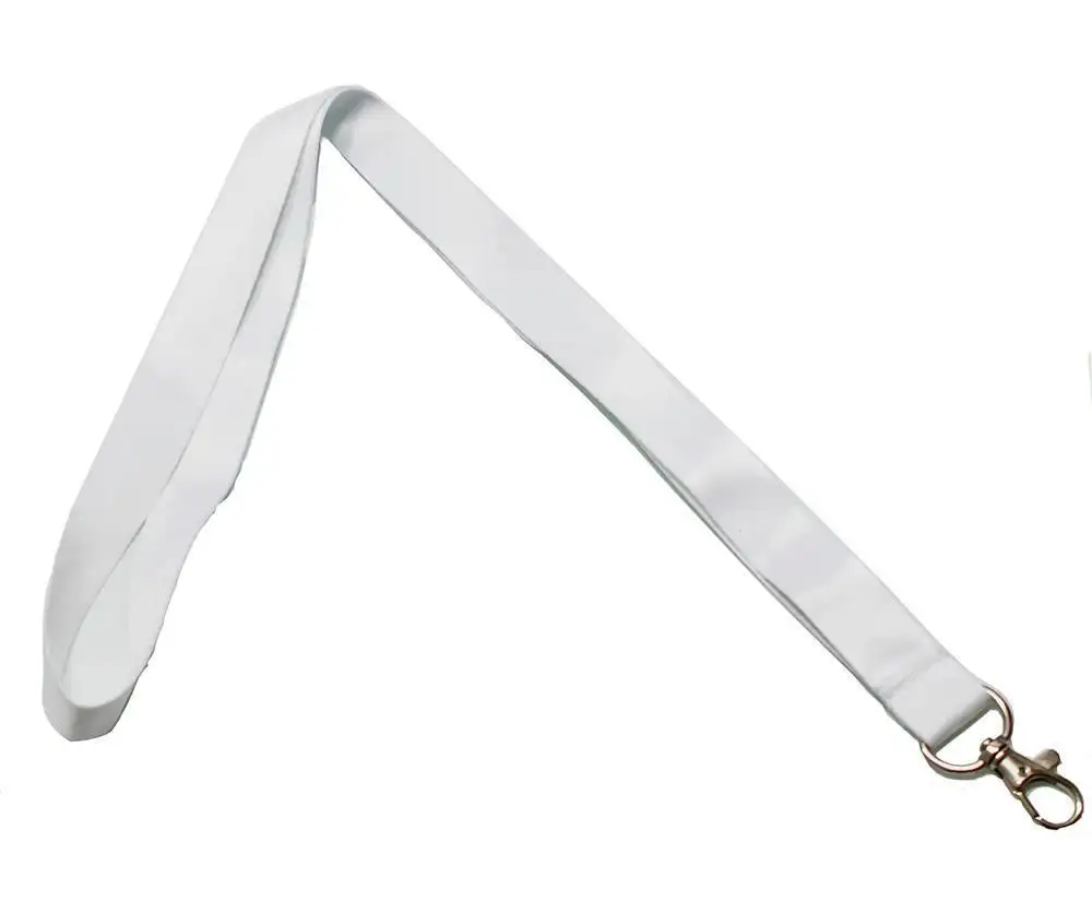 Colar de poliéster atacado cordão com logotipo personalizado alça promocional em branco para pescoço com gancho de metal
