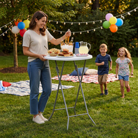 Table ronde pliante en plastique HDPE de 60/80 cm, table de bistrot portable pour l'extérieur, table de repas pour les événements de jardin