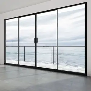 מפעל ישיר מכירות מגורים Slim מסגרת זכוכית דלת מערכת מודרני כפול הזזה דלתות