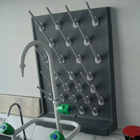 Rak Pengering Tahan Asam yang Dipasang di Dinding PP dengan Pegboard Satu Sisi dan Baki Pembuangan untuk Tabung Reaksi, Gelas Ukur, Laboratorium, Desain Modern.