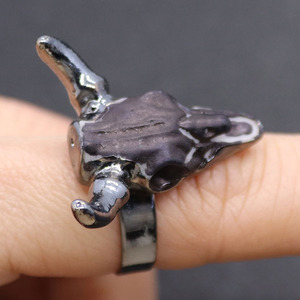 Anillo de Compromiso RR1005 Popular de Resina Dorada, Plateada y <span class=keywords><strong>Negra</strong></span> con Diseño de Calavera de Toro, Cuernos y Esqueleto, Regalo para Ella - Product Image 3