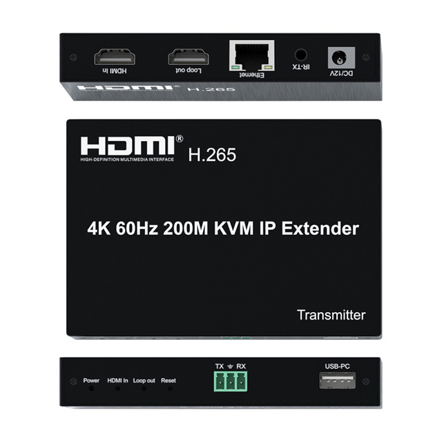 Xput HDCP 2.2 4K 60Hz KVM IP Extender 200M Long Transmission Support Point-to-point One Point-to-multipoint Cascade for TV