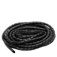 TYO Protector de Cables en Espiral de PE Negro de 6mm, Delgado, Flexible, Mini Funda para Cables de Laptop, Bicicleta Eléctrica, Cableado Automotriz 220V, 10M/Rollo