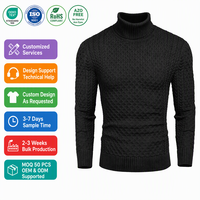 Pull à col roulé en polyester tricoté pour homme, personnalisé ODM/OEM - Couleur unie, manches longues, pull d'hiver respirant 280g, sur mesure