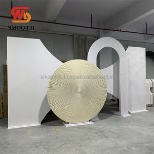 SMOOTH Customized New Design White Wedding Wall Gold Round Panel PVC Display <b>Backdrop</b> <b>Stand</b> Acrylic <b>Backdrop</b> Arch - Product Image 3