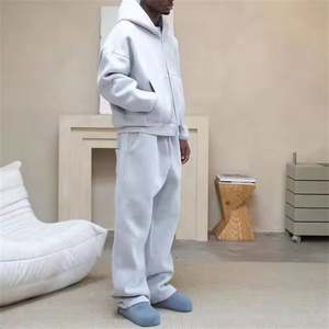 Survêtement d'extérieur 100% coton épais pour hommes Survêtement brodé de haute qualité avec ensembles pantalons de survêtement et shorts - Product Image 3