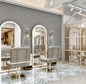Espejo LED de Doble Cara de Lujo, Diseño Moderno, Estación de Metal para Barberías y Salones de Belleza - Product Image 5