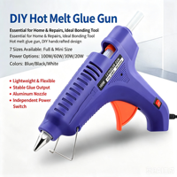 Pistolet à colle chaude électrique à chauffage rapide en céramique PTC, corps en aluminium, capacité thermique 20W, avec cordon, pour loisirs créatifs