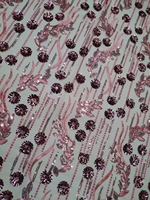 Travail manuel indonésie corée dubai mariée violet sequin luxe brodé dentelle tissu pour la vente en gros