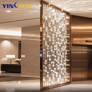 OEM Kính dẫn ánh sáng phòng ngăn cho nhà khách sạn sảnh phân vùng thiết kế thép không gỉ kỹ thuật dự án vàng kim loại phân vùng - Product Image 1