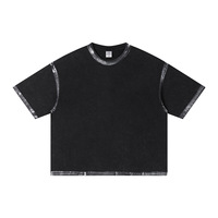 Camiseta Personalizada con Cuello Redondo y Costuras en Contraste, 285 g/m², Algodón Peinado, Corte Cuadrado, para Hombre