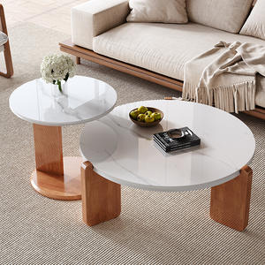 Nueva bandeja de frutas crema mesa de té para el hogar moderno Simple pequeño apartamento sentido avanzado plato de roca italiana mesa de té de madera maciza - Product Image 1