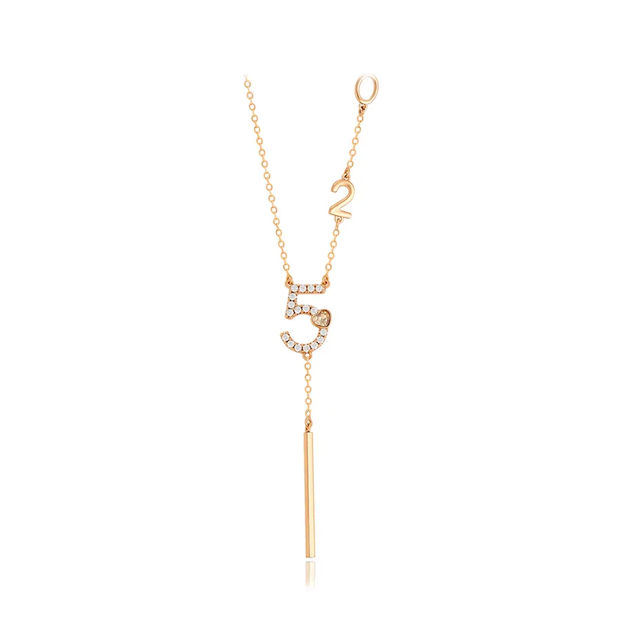 XUPING-collar con colgante de cobre y cristal, joyería de 18K, color dorado, multicapa, número 5, calidad austriaca, A00904503