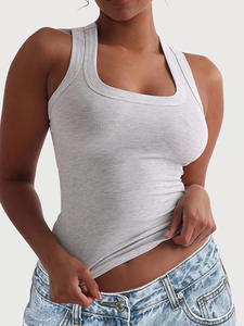 Canotta a Costine con Scollo Quadrato da <span class=keywords><strong>Donna</strong></span>, Abbigliamento Sportivo, Canottiera Aderente Senza Maniche, Maglietta Casual Estiva - Product Image 4