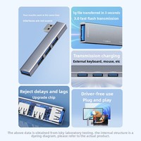 Sağ Tarafa Uyumlu USB Bölücü Dock, USB'den USB 3.0'a Dönüştürücü, Dizüstü Bilgisayar Genişletme Dock'u, Dörtü Bir Arada HUB ODM OEM