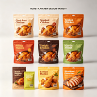Sacs d'emballage gaufrés à fermeture éclair de qualité alimentaire en PE, type stand-up, pour poulet rôti et cuit au four
