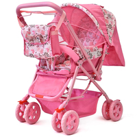 Voitures pour bébés. Poussette de voyage légère pour bébé, poussette pliable en acier rose avec poignée réversible