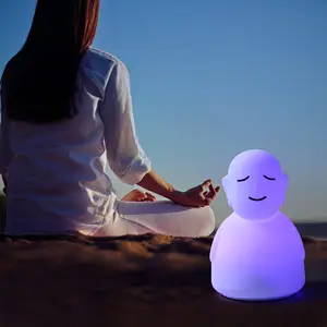 Usb recarregável sem fio Buda Lamp 16 cores Tap Silicone Cute Night Light para quarto das crianças