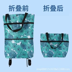 Caddie de courses pliable, chariot de courses portable, sac à roulettes télescopique double usage, sac de courses imperméable - Product Image 5