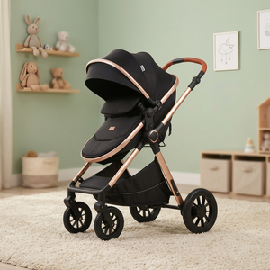 Poussette bébé à poignée réversible et position haute, roues en caoutchouc anti-crevaison, absorption des chocs, grand landau souple, cadre en aluminium - Product Image 5