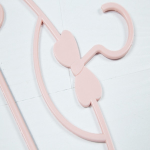 Childrens Clothes Hanger With Bow Pink <b>Plastic</b> Hook Type For Baby Clothing Drying <b>Rack</b> Traceless Dual Use - Product Image 1