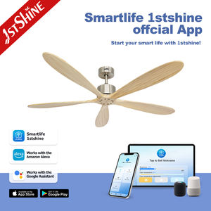 1stshine Ventilateur de plafond Style européen 5 pales en bois Moteur à courant continu Télécommande Nature <span class=keywords><strong>Wind</strong></span> Ventilateur de plafond sans lumière - Product Image 6