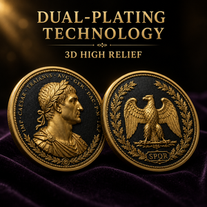 Moneda Conmemorativa de Lujo del Emperador Romano <span class=keywords><strong>Trajan</strong></span> en Relieve 3D, Chapada en Oro Doble, con Caja de Regalo LED - Product Image 5