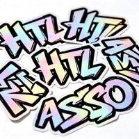 Autocollants holographiques personnalisés imperméables avec logo, mini autocollants décoratifs pour ordinateur portable, autocollants d'animation imperméables