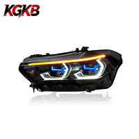 Ensemble de phares LED KGKB pour BMW X5 G05 G18 2019-2023 30i 40i M50i, style Spoon, lentille laser, boîtier à double couleur, clignotant DRL