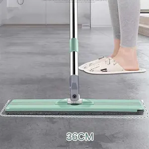 Mop Supplier Stainless Steel Pole Handle Removable Magic Wash Mop Water Squeeze Flat Cleaning Mop With Bucket