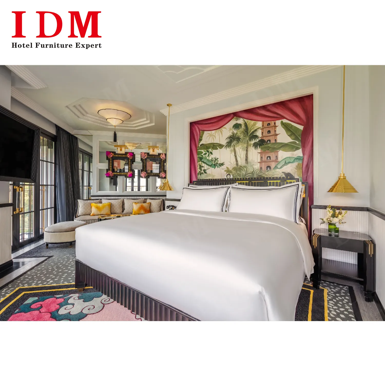 Proyek perhotelan mewah desain Modern Hotel dan menyesuaikan furnitur set kamar tidur bintang 5 kontemporer