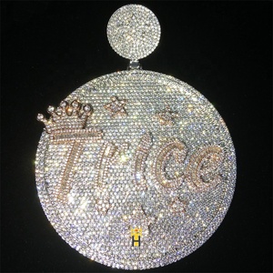 Hip Hop bijoux hommes lettre <span class=keywords><strong>nom</strong></span> <span class=keywords><strong>logo</strong></span> initial pendentif glacé personnalisé rond entièrement cz bling lettre pendentif collier - Product Image 5