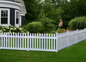 Outdoor Yard Vinyl Plastic PVC Picket Fence Panels And Gate For Outside Garden Buildings