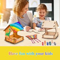2 pièces par paquet Mangeoire à oiseaux en bois Carillon éolien DIY Cute Shape Building Educational Kit