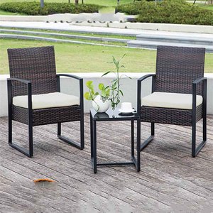 Impermeable a prueba de sol al aire libre ratán doble sofá silla mesa de centro combinación para ocio al aire libre hoteles piscinas - Product Image 3
