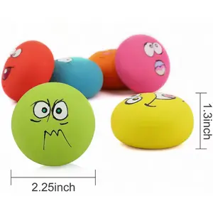 Latex Dog Chew Toy Custom Smile Face Dog Ball Set Squeaky Fetch Pet Play Toy For Small Medium Pets