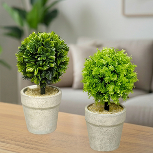 Ensemble de pots de topiaire artificielle en buis pour table, décoration intérieure, bureau, plante artificielle, centre de table, idée cadeau - Product Image 1