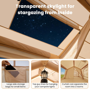 Tente <span class=keywords><strong>de</strong></span> <span class=keywords><strong>camping</strong></span> gonflable pour 12 personnes, grande, double couche, en Oxford 300D, portable, installation rapide, 2 portes, imperméable, tente <span class=keywords><strong>de</strong></span> <span class=keywords><strong>camping</strong></span> extérieure - Product Image 4