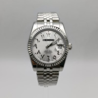 Montre mécanique pour homme de haute qualité, mouvement automatique NH35, saphir lumineux, 36 mm/39 mm, cadran arabe, logo personnalisé