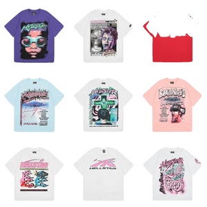 T-shirt tendance USA style Hell Star rétro imprimé pour hommes et femmes, décontracté, en pur coton lavé, à manches courtes, respirant - Product Image 5