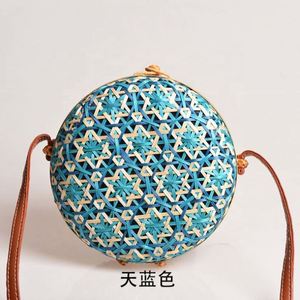 Hollow Round Rattan Bamboo Woven Handbag Long Strap Shoulder Bag <b>Mini</b> Crossbody Bag for Women Lady Girl Shopping Holiday Dress - Product Image 2