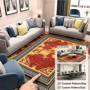 Tapis d'appoint vintage moderne imprimé, fabriqué à <span class=keywords><strong>la</strong></span> machine, en polyester écologique, à motif clé grecque, texture vieillie, pour salon, personnalisable - Product Image 5