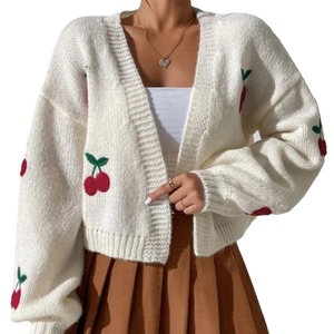 <span class=keywords><strong>Cardigan</strong></span> Casual in cotone 100% autunno inverno lavorato a maglia con fibbia ricamata in ciliegio ampia adatta per europa America - Product Image 5
