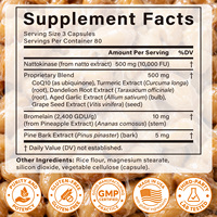 SOLOTREE Enzyme haute puissance 240 Capsules végétales liposomales de Nattokinase pour le soutien nutritionnel cardiovasculaire et la circulation sanguine