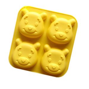 Moule en silicone écologique en forme d'ours mignon à 4 cavités pour bougies, savons, résines, gâteaux – Échantillon gratuit d'usine – OEM/ODM - Product Image 3