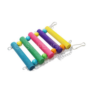 Set di giocattoli colorati per pappagalli di uccelli di pollo altalena in piedi giocattoli da masticare popolari giocattolo di pino per uccelli con campane - Product Image 4