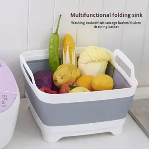 Cesta de Almacenamiento Plegable de Plástico con Asa para Lavar y Secar Frutas y Verduras, Fregadero, Lavabo, Escurridor - Product Image 1