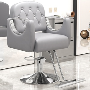 Fauteuil de barbier noir capitonné, chaise de salon hydraulique pivotante à 360 degrés, réglable en hauteur avec repose-pieds - Product Image 5