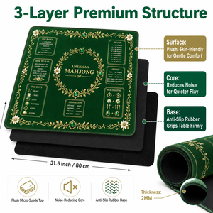 Tapis de Mahjong Américain Vert Émeraude Doré à Motifs Floraux, Antidérapant, Imperméable en Néoprène, avec Guide des Règles - Vente en Gros, MOQ 1PC - Product Image 6